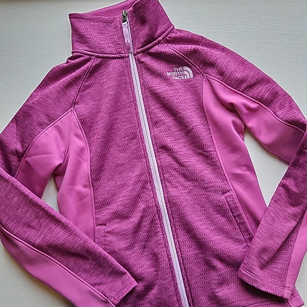 North Face Pink Purple Fleece Lined Lightweight Zip Up Jacket M (10/12) - Picture 1 of 10